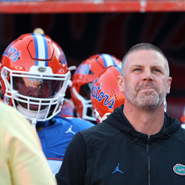 Nov 16, 2024; Gainesville, Florida, USA; Florida Gators head coach Billy Napier prior to the game against the LSU Tigers at Ben Hill Griffin Stadium. Mandatory Credit: Kim Klement Neitzel-Imagn Images