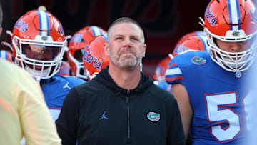 Nov 16, 2024; Gainesville, Florida, USA; Florida Gators head coach Billy Napier prior to the game against the LSU Tigers at Ben Hill Griffin Stadium. Mandatory Credit: Kim Klement Neitzel-Imagn Images