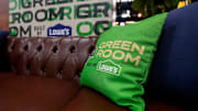 A green room pillow is seen during the 2025 NFL Draft media day preview on Wednesday, April 23, 2025, at the Resch Center in Ashwaubenon, WI. 