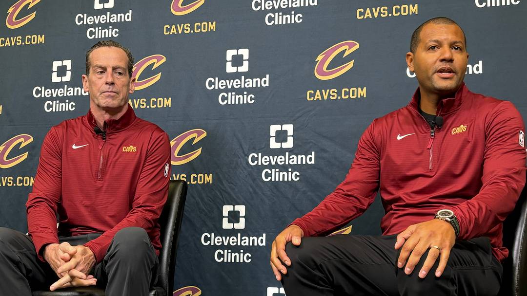 Coach Kenny Atkinson and president of basketball operations Koby Altman hold their Cavaliers Media Day availability on Friday, Sept. 27, 2024, in Independence. Coach Kenny Atkinson and president of basketball operations Koby Altman hold their Cavaliers Media Day availability on Friday, Sept. 27, 2024, in Independence.