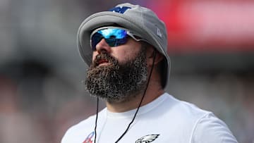 Feb 4, 2024; Orlando, FL, USA; NFC center Jason Kelce (62) of the Philadelphia Eagles during the