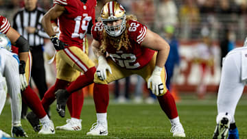 San Francisco 49ers offensive lineman Austen Pleasants (62)