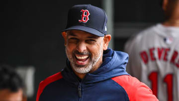 May 4, 2024; Minneapolis, Minnesota, USA; Boston Red Sox manager Alex Cora (13) looks on before the game against the Minnesota Twins at Target Field. Mandatory Credit: Jeffrey Becker-USA TODAY Sports