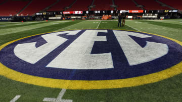 A general view of the SEC logo prior to the game against between Georgia and Alabama.