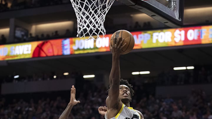 December 16, 2023; Sacramento, California, USA; Utah Jazz guard Collin Sexton (2) shoots the