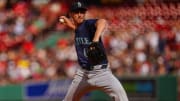 Seattle Mariners starting pitcher George Kirby (68) throws a pitch against the Boston Red Sox in the first inning at Fenway Park on July 31.