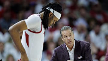 Arkansas coach John Calipari directs during Wednesday 83-76 overtime win over the Texas Longhorns at Bud Walton Arena