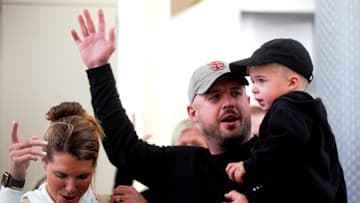 New Florida State men's basketball head coach Luke Loucks arrived in Tallahassee on Sunday, March 9, 2025 with his family at Million Air