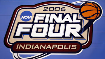 Apr 1, 2010; Indianapolis, IN, USA; A view of the 2006 Final Four logo in preparation for the Final Four of the 2010 NCAA mens basketball tournament at Lucas Oil Stadium. Mandatory Credit: Bob Donnan-Imagn Images