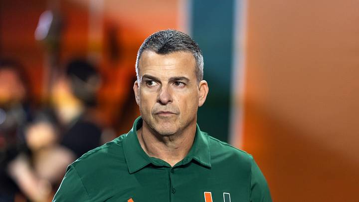 Jan 19, 2026; Miami Gardens, FL, USA; Miami Hurricanes head coach Mario Cristobal against the Indiana Hoosiers during the College Football Playoff National Championship game at Hard Rock Stadium. Mandatory Credit: Mark J. Rebilas-Imagn Images