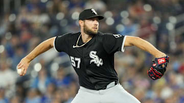 Jun 22, 2025; Toronto, Ontario, CAN; Chicago White Sox pitcher Adrian Houser (57) pitches to the Toronto Blue Jays during the first inning in their MLB game at Rogers Centre. Mandatory Credit: Kevin Sousa-Imagn Images