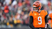 Cincinnati Bengals quarterback Joe Burrow (9) looks to the sideline in the fourth quarter of the NFL Week 13 game between the Cincinnati Bengals and the Pittsburgh Steelers at Paycor Stadium in downtown Cincinnati on Sunday, Dec. 1, 2024. The Steelers won 44-38.
