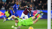 Le poteau de Summerville, l'une des rares occasions de ce match entre West Ham et Everton