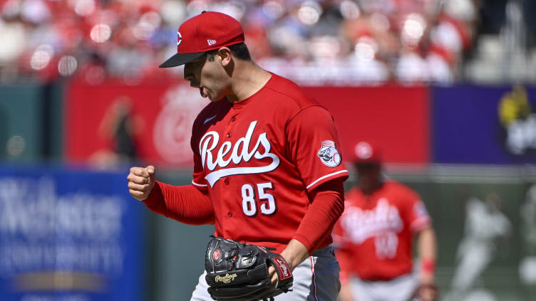 Cincinnati Reds starting pitcher Luis Cessa (85) reacts.