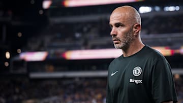 Enzo Maresca, head coach of Chelsea FC, looks on during the...