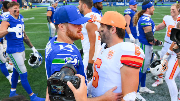 Seattle Seahawks quarterback Sam Darnold and Tampa Bay Buccaneers