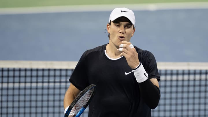 Jack Draper reacts to a point during his match against Felix Auger-Aliassime