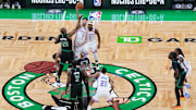 Mar 12, 2025; Boston, Massachusetts, USA; The Boston Celtics and Oklahoma City Thunder tip-off to start the game at TD Garden. Mandatory Credit: David Butler II-Imagn Images