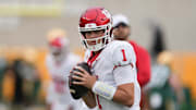 Houston Cougars quarterback Conner Weigman during warmups before the game against the Baylor Bears at McLane Stadium.