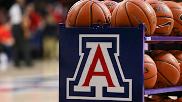 Arizona Wildcats logo on a basketball cart