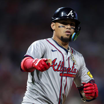 Atlanta Braves shortstop Orlando Arcia runs the bases after hitting his second home run Philadelphia Phillies Friday night.