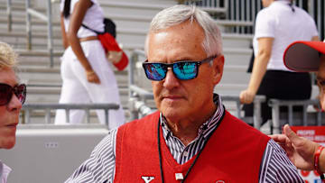 Former Ohio State coach Jim Tressel meets with fans prior to the Buckeyes' game against Youngstown State at Ohio Stadium, Sept. 9, 2023.