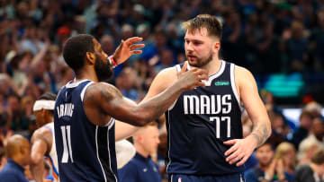 Dallas Mavericks guard Luka Doncic (77) celebrates.