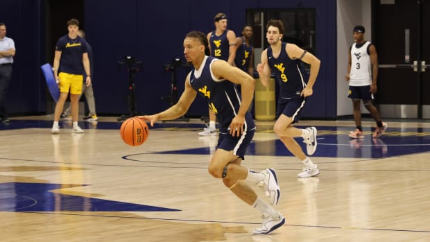 West Virginia University guard Jayden Stone