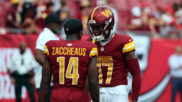 Washington Commanders receivers Terry McLaurin and Olamide Zaccheaus.
