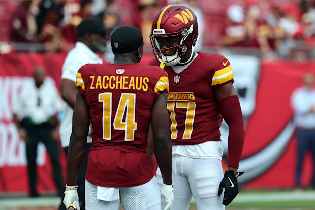 Wide receivers talk before game.