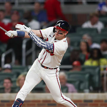 The Atlanta Braves offense is struggling. Jarred Kelenic was once an answer but that time has passed. Mandatory Credit: Brett Davis-Imagn Images