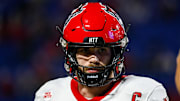 Oct 14, 2023; Durham, North Carolina, USA; North Carolina State Wolfpack linebacker Payton Wilson (11) looks on before the first half of the game against Duke Blue Devils at Wallace Wade Stadium. Mandatory Credit: Jaylynn Nash-Imagn Images