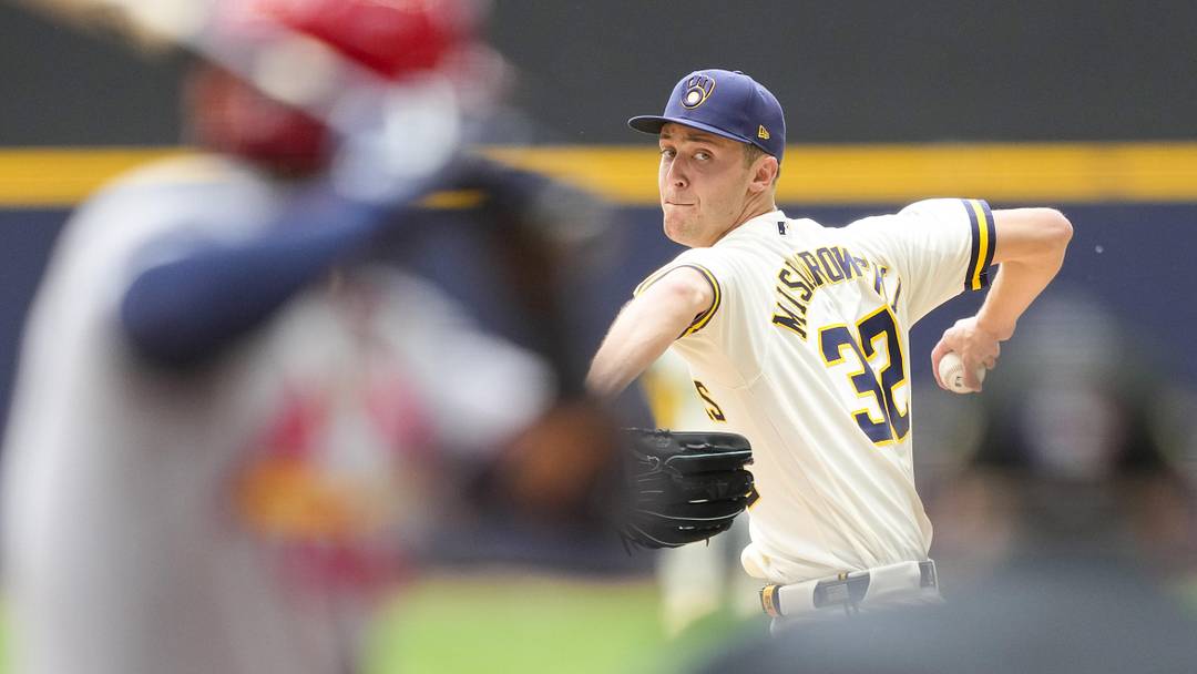 May 25, 2026; Milwaukee, Wisconsin, USA;  Milwaukee Brewers pitcher Jacob Misiorowski (32) throws a pitch during the second inning against the St. Louis Cardinals at American Family Field. Mandatory Credit: Jeff Hanisch-Imagn Images
