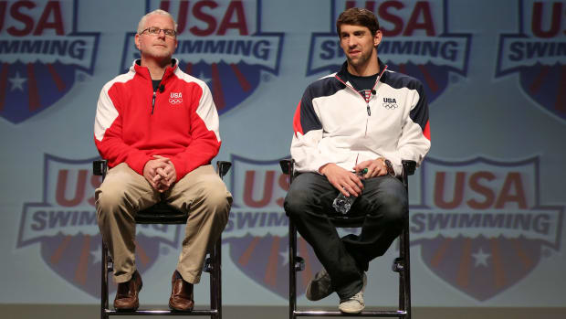 Swim coach Bob Bowman and swimmer Michael Phelps