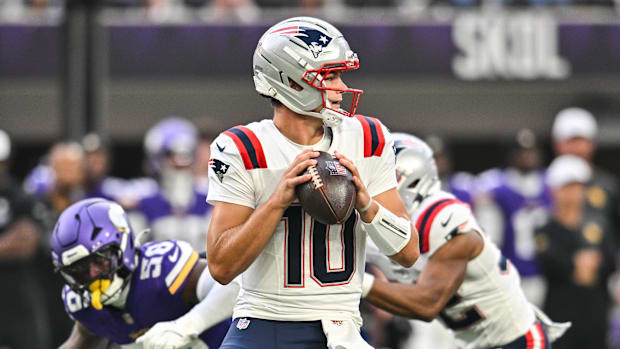 New England Patriots quarterback Drake Maye
