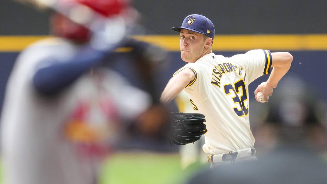 May 25, 2026; Milwaukee, Wisconsin, USA;  Milwaukee Brewers pitcher Jacob Misiorowski (32) throws a pitch during the second inning against the St. Louis Cardinals at American Family Field. Mandatory Credit: Jeff Hanisch-Imagn Images