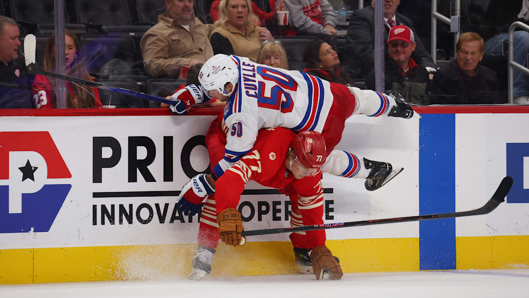 The New York Rangers and Detroit Red Wings set off fireworks until after the clock had run out on Sunday night.