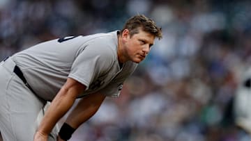 May 25, 2025; Denver, Colorado, USA; New York Yankees second baseman DJ LeMahieu (26) at the end of the fourth inning against the Colorado Rockies at Coors Field. Mandatory Credit: Isaiah J. Downing-Imagn Images