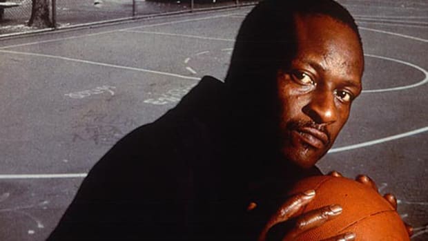 Earl "The Goat" Manigault at the "Happy Warrior Playground" also known as "Goat Park" where he reigned on Amsterdam Avenue.