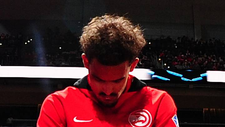 Atlanta Hawks point guard Trae Young on the bench