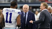 Dallas Cowboys outside linebacker Micah Parsons meets with owner Jerry Jones and NFL commissioner Roger Goodell.