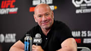 Mar 25, 2023; San Antonio, Texas, USA; UFC president Dana White at a press conference after UFC Fight Night at AT&T Center. Mandatory Credit: Aaron Meullion-Imagn Images