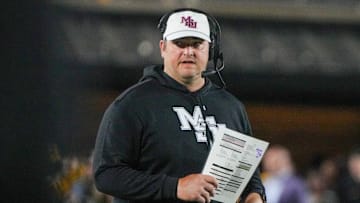 Nov 15, 2025; Columbia, Missouri, USA; Mississippi State Bulldogs head coach Jeff Lebby on field against the Missouri Tigers during the first half of the game at Faurot Field at Memorial Stadium. Mandatory Credit: Denny Medley-Imagn Images