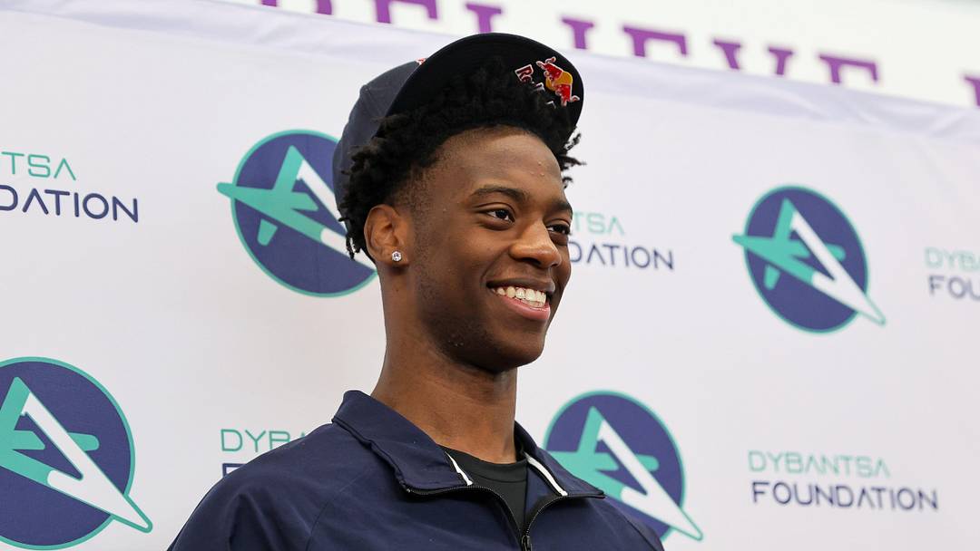 Brockton’s AJ Dybantsa spends time with Davis School students after declaring for the 2026 NBA Draft at Davis School (K-8) in Brockton, Massachusetts on Thursday, April 23, 2026.