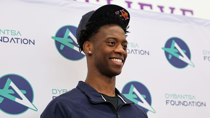 Brockton’s AJ Dybantsa spends time with Davis School students after declaring for the 2026 NBA Draft at Davis School (K-8) in Brockton, Massachusetts on Thursday, April 23, 2026.