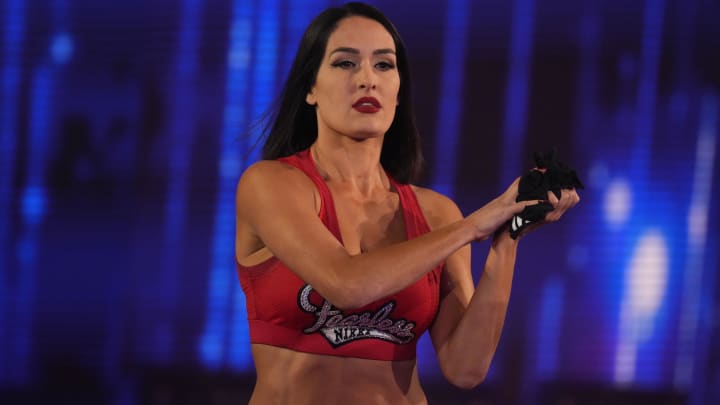 Jan 29, 2022; St. Louis, MO, USA; Nikki Bella during the Royal Rumble The Dome at America's Center. Mandatory Credit: Joe Camporeale-USA TODAY Sports