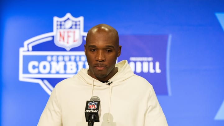 Feb 27, 2024; Indianapolis, IN, USA; Houston Texans head coach DeMeco Ryans talks to the media at the 2024 NFL Combine at Indiana Convention Center. Mandatory Credit: Trevor Ruszkowski-USA TODAY Sports