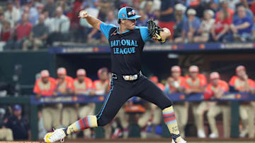 Jul 16, 2024; Arlington, Texas, USA; National League pitcher Paul Skenes of the Pittsburgh Pirates (30) pitches against the American League in the first inning during the 2024 MLB All-Star game at Globe Life Field. Mandatory Credit: Kevin Jairaj-Imagn Images