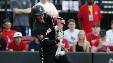 Louisville's Eddie King Jr. gets a hit against Wake Forest and knocks in a run.