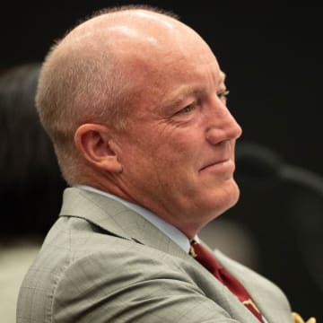 Florida State University Board of Trustees member Peter Collins listens during a meeting of the board to select the university's next president at the Turnbull Conference Center Monday, May 24, 2021.

Fsu Board Of Trustees Presidential Pick Day 052421 Ts 155